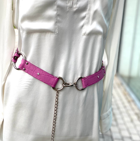Cintura di Pelle Rosa D&G stampa cocco