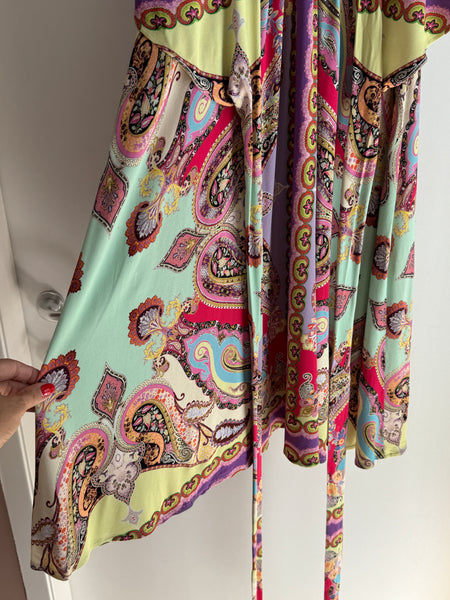 Etro – Abito Midi Smanicato in Viscosa con Stampa Paisley