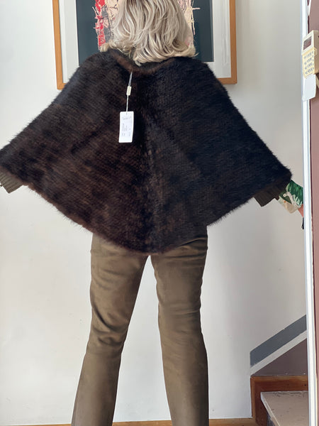 Poncho in visone tricot