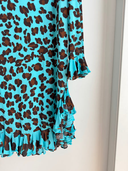 Blumarine – Abito Fluido con Stampa Animalier e Volant 