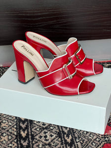 Mules rosse tacco grosso