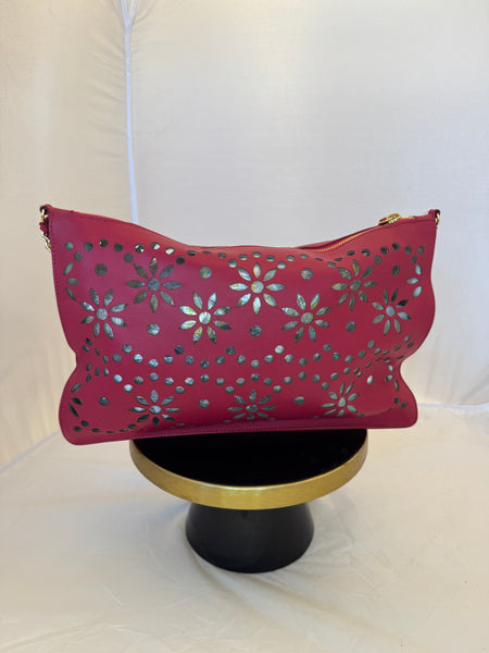 Borsa in pelle traforata