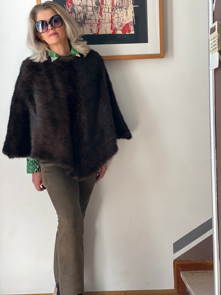 Poncho in visone tricot