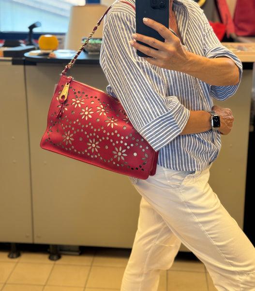 Borsa in pelle traforata
