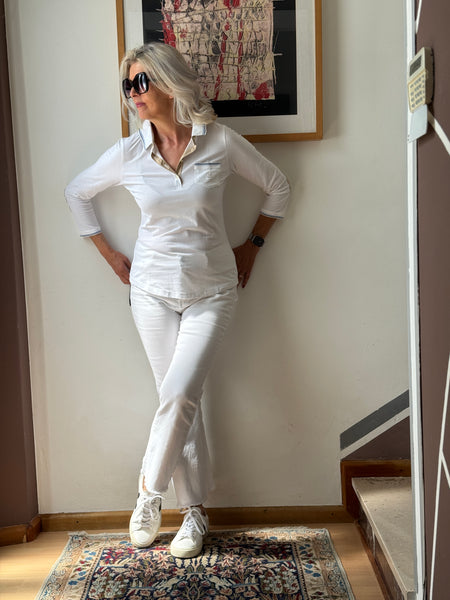 Polo bianca manica lunga