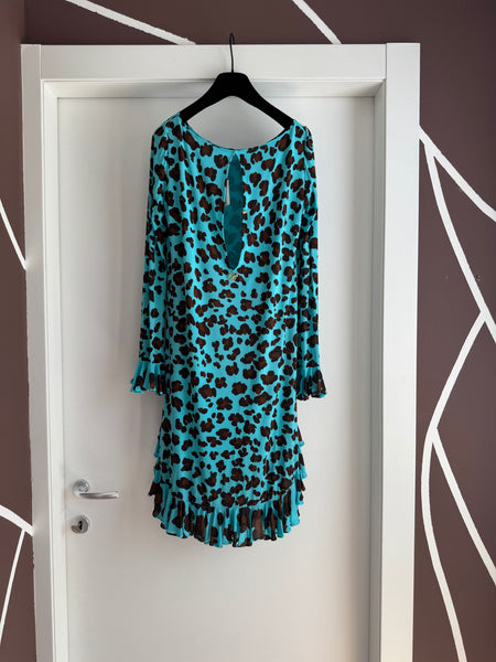 Blumarine – Abito Fluido con Stampa Animalier e Volant 