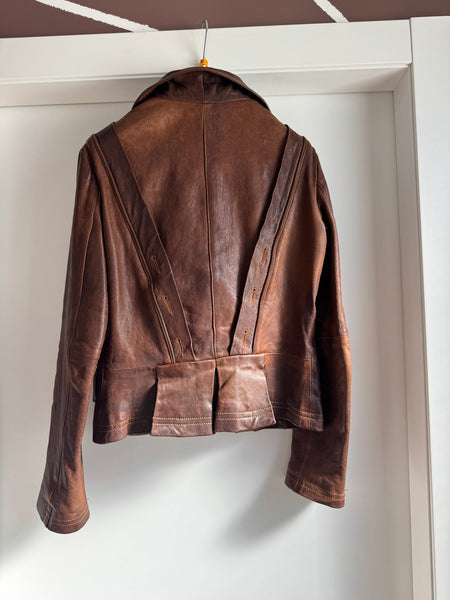 Giacca in pelle vintage D&G Dolce & Gabbana – Stile Militare/Napoleonico - Taglia IT 42