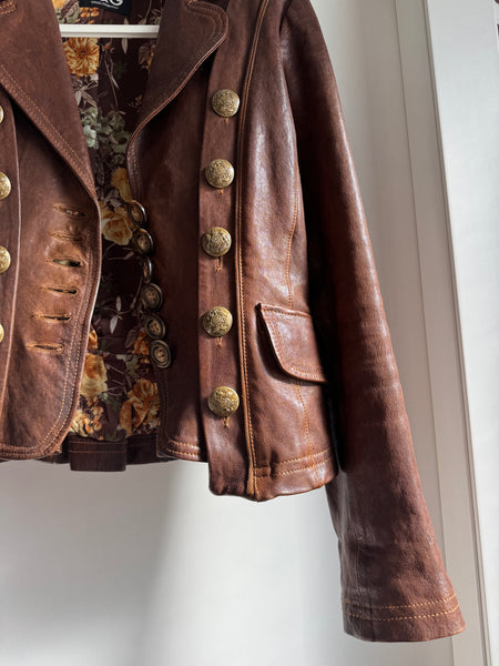 Giacca in pelle vintage D&G Dolce & Gabbana – Stile Militare/Napoleonico - Taglia IT 42