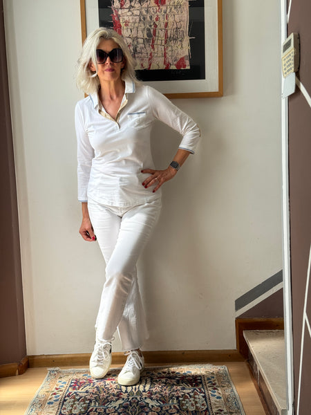Polo bianca manica lunga