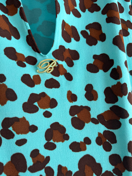 Blumarine – Abito Fluido con Stampa Animalier e Volant 