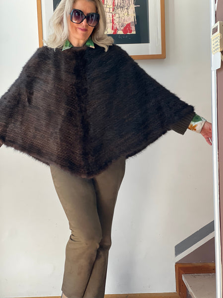 Poncho in visone tricot