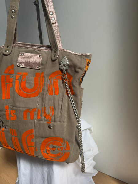 Borsa Tote Vintage D&G Dolce & Gabbana "Fun is My Life" - Autunno 2003 (Y2K Archive)