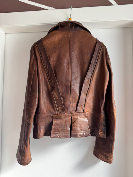 Giacca in pelle vintage D&G Dolce & Gabbana – Stile Militare/Napoleonico - Taglia IT 42