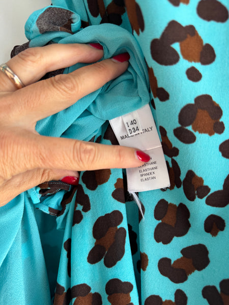 Blumarine – Abito Fluido con Stampa Animalier e Volant 