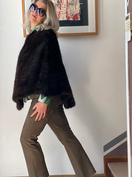 Poncho in visone tricot