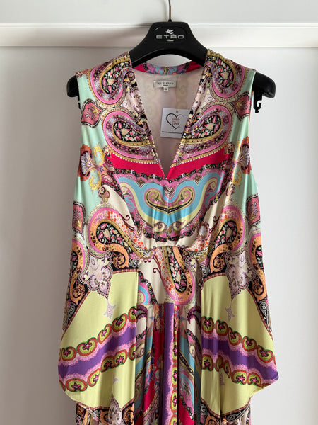 Etro – Abito Midi Smanicato in Viscosa con Stampa Paisley