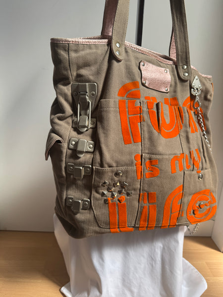 Borsa Tote Vintage D&G Dolce & Gabbana "Fun is My Life" - Autunno 2003 (Y2K Archive)