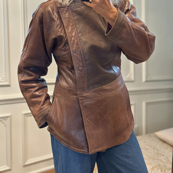 Giacca in pelle vintage Giorgio Armani - pezzo d’archivio