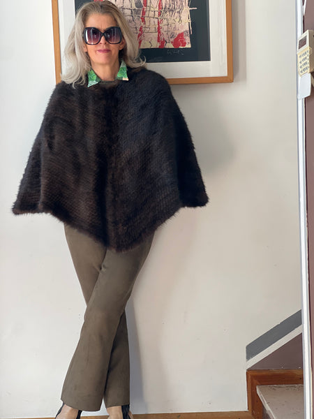 Poncho in visone tricot