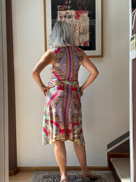 Etro – Abito Midi Smanicato in Viscosa con Stampa Paisley