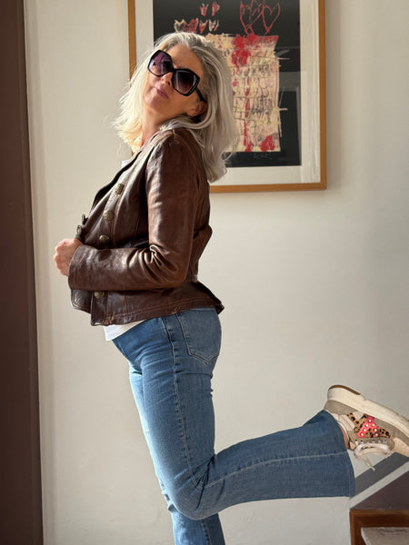 Giacca in pelle vintage D&G Dolce & Gabbana – Stile Militare/Napoleonico - Taglia IT 42