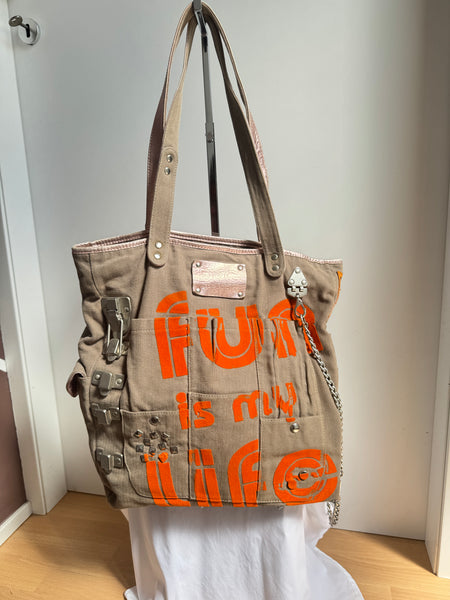 Borsa Tote Vintage D&G Dolce & Gabbana "Fun is My Life" - Autunno 2003 (Y2K Archive)